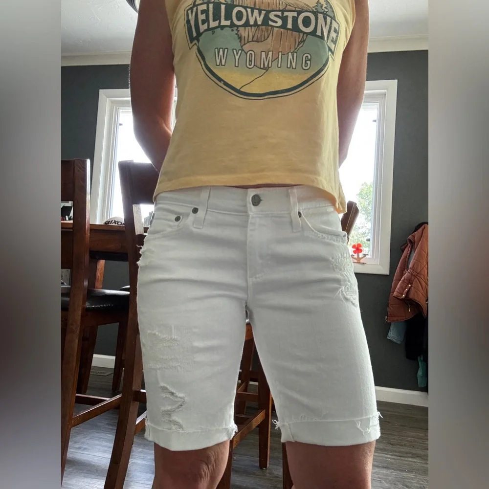 AG Denim The Nikki Relaxed Skinny Distressed Bermuda Denim Shorts - Picture 15 of 16